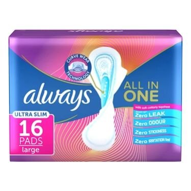 Always All-In-One Ultra Slim Pads Large 16s