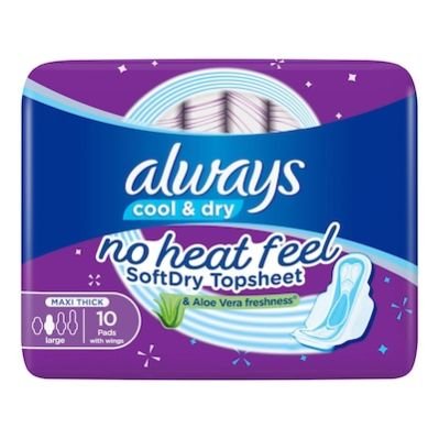 Always Cool & Dry Maxi Thick Large Pads Wings 10s