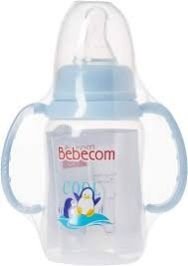 Bebecom Standard Pc Feeding Bottle With Silicone Head, Blue Handle 125ml A337
