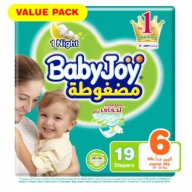 Babyjoy Compressed Diapers Xxl Size 6 For 18–25kg 19s