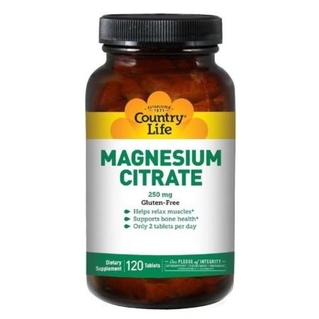 Country Life Gluten-Free Magnesium Citrate 250 Mg Tablets For Bone & Muscle Health, Pack Of 120s