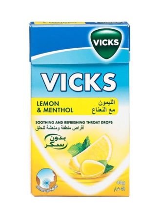 Vicks Lemon And Menthol Soothing And Refreshing Throat Drops 40g