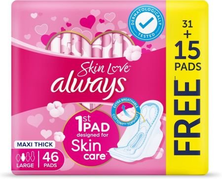 Always Cotton Skin Love Large Pads 46s