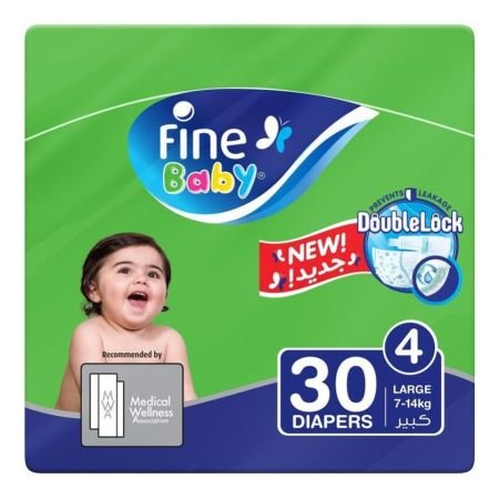 Fine Baby Double Lock Large Diapers Size 4 7-14 Kg 30s