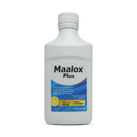 Maalox Plus Antacid Suspension For Indigestion And Heartburn Lemon Flavour 355ml