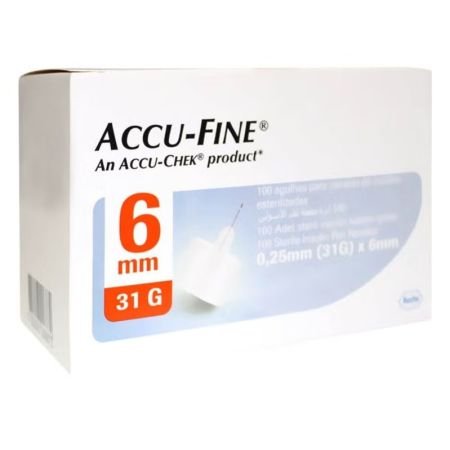 Accu-Fine Sterile Insulin Pen Needles For Diabetes & Painless Insulin Delivery 31 G X 6 Mm, Pack Of 100s