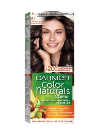 Garnier Color Naturals Creme Nourishing Permanent Hair Colour 5.1 Deep Ashy Light Brown