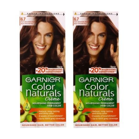 Garnier Color Naturals Creme Nourishing Permanent Hair Colour 6.7 Pure Chocolate Brown Pack Of 2