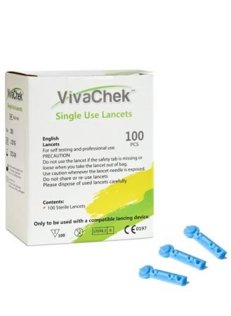 Vivachek Sterile Disposable 100 Lancets