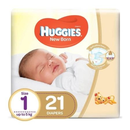 Huggies Extra Care Newborn Diapers – Size 1 (Up To 5 Kg) 21 Diapers