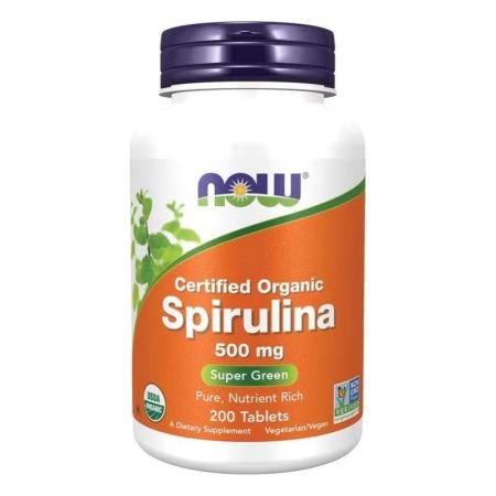 Now Organic Spirulina 500mg Antioxidant For Overall Health & Wellness 200s