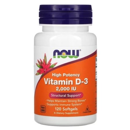 Now High Potency Vitamin D3 2000iu For Strong Bones & Immune Support 120s